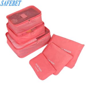 6 st / set Hot Sale Travel Storage Bag Travel Bagage Packing Arrangörer Förpackning Cubes Set med Klädpåse