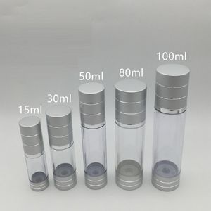 15 ml 30 ml 50 ml 80 ml 100 ml 실버 airless 병 화장품 패키지 진공 펌프 로션 병 여행 펌프 케이스 F20171963