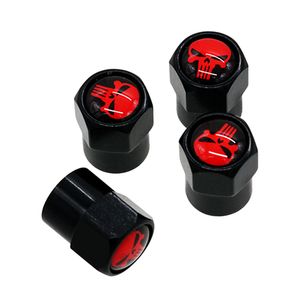 Wit / Rood Skull Logo Ventiel Caps Auto Wielbanden Accessoires Stelen Covers Auto Styling voor Ford Toyota Audi VW