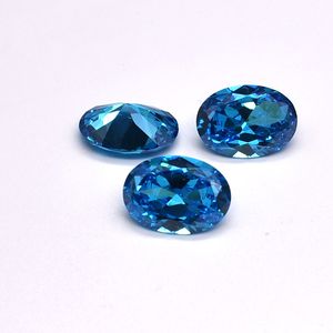 Good Quality 3A 8*10-14*20mm Blue Topaz CZ Oval Cut Cubic Zirconia Synthetic Loose Gemstone For Jewelry Making 100pcs/lot Factory Direct