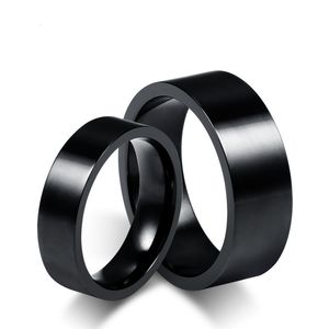 Can Mix Order 6mm i 8mm Czarny Kolor Moda Proste Pierścień Kochanek Pierścień Ze Stali Nierdzewnej Biżuteria Prezent dla mężczyzn Kobiety J005