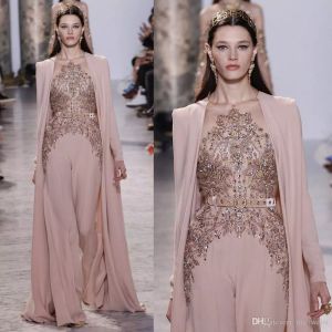 Elie Saab 2020 Evening Dresses Long Sleeves Sheer Jewel Beaded Prom Gowns Chiffon Custom Made Special Occasion Dress