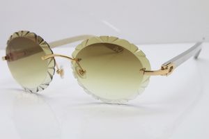 Begränsad utgåva Rimless Carved Lens T8200761 Vintage Solglasögon Nya Rostfritt Stålglasögon Varm Ovala Lens Unisex Designer Mens Kvinnor Lyx