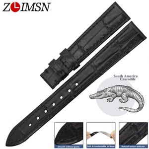 Wholesale alligator band resale online - ZLIMSN High Quality Genuine Alligator Watch Strap Band Black Crocodile Leather Watchband Bracelet For OMEGA mm