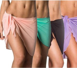 Hot Solid Kobiety Swimwear Cover-Ups Sexy Pareo Szyfonowa Wrap Plaża Sarong Bikini Osłona Spódnica Sexy Kobiety Beachwear Beachwear 17 kolorów