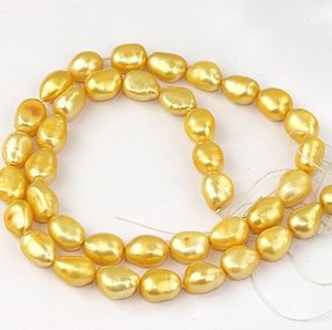 Nowy Dyrektor Luźna Biżuteria Pearlowa, Żółty Ryż Słodkowodny Kultury Pearl Gemstone Koraliki Strand 8-9mm, Darmowa Wysyłka