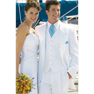 Fashionable white Tailcoat Groom Tuxedos Groomsmen Mens Wedding Prom Suits Bridegroom men suit 2017 (Jacket+Pants+Vest+Tie)