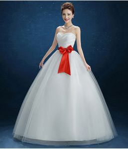 2018 Tanie w magazynie Suknie ślubne Aplikacje Długość podłogi z Belt Bow Hurtownie Suknia Ślubna Vestidos de Novia Casamento