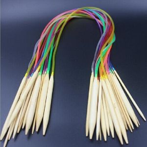 Multicolor tube 18size/set/lot Bamboo Circular Crochet Knitting Needles Set 40/60/80/100/120cm