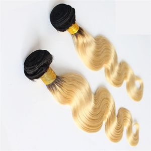 Ombre Brasilian Body Wave Hair Weave Bundles T1b / 613 100% Human Hair Weaving 2 stycke 10 