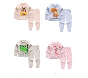 6 zestawów Baby Pajamas Zestawy Bawełniane Drukowanie Siek Piżaniec Bodźca Niemowlę Koszulka Casual Z Długim Rękawem T-Shirt + Spodnie Noworodka Cartoon Odzież 0325