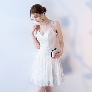 Wspaniałe sukienki z koronkami z kości słoniowej seksowne białe krótkie sukienki na studniówkę ukochane sukienki koktajlowe z kolanem
