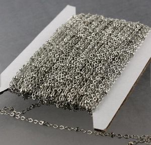 o envio gratuito de 12 metros Lot forte de prata em aço inoxidável 2,4 mm de largura plana resultados da jóia da ligação Chain oval cadeia de marcação DIY Mulheres