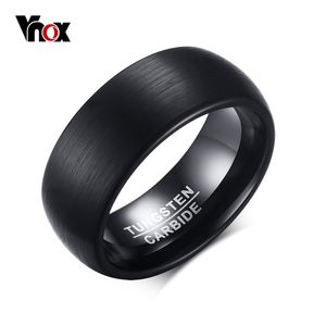 Vnox smycken 8mm volframkarbid bröllop band ring för män svart färg storlek 7-12 s18101607