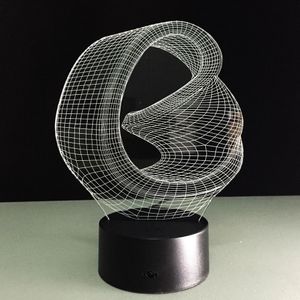 Yaratıcı Döngü 3D Illusion LED Gece Lambası Soyut Sanatçı Grafik Aydınlatma Ev # R42