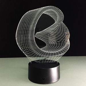 Creative Loop 3D Illusion LED Night Light Abstract Artist Graphics Lighting Home #R42