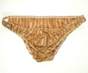 Sexiga Mens Low Rise Bikini Panties G3188 Frampåse Måttlig Back Stripes C-Thru Fabric Mens Underkläder