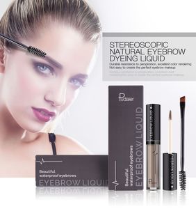 Pudaier Liquid Eyebrow Gel Eyes Makeup 24 Hours Waterproof Eye brow Enhancers Brush Cream Cosmetics 4 Colors