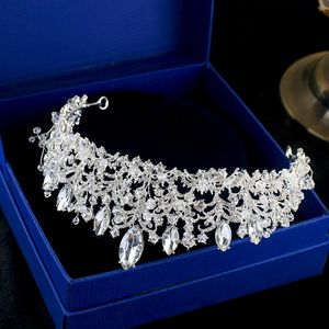 Lüks Gelin Taç Rhinestone Crystals başlıkları Kraliyet Düğün Kraliçesi Büyük Kraliyetler Prenses Kristal Barok Doğum Günü Partisi Tiaras F215U