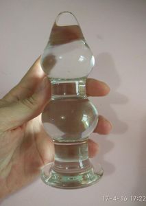 Enorme Vidro Butt Plug Grande Transparente Cristal Dildo Duplo Bolas Sexo Anal Para A Mulher homem erótico Brinquedos gay Y1892803