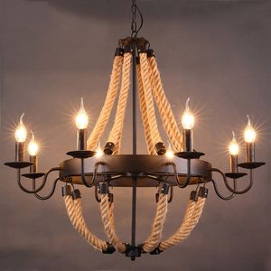 Retro Designer Rope Pendant Light Lamp Industrial Iron Nordic Dining Room Bedside Bar Vintage Luminaire Pendant Lamps