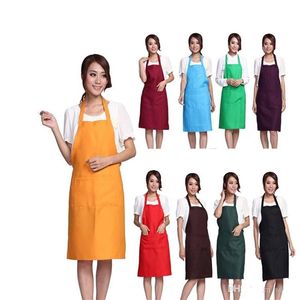 Plain Apron with Front Pocket for Chefs Butchers Kitchen Cooking Craft UK Baking Home Cleaning Tool Coveral Apron Acces New Hot sale