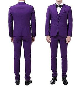 Dostosuj Purple Men 3 Piece Garnitur Wedding Tuxedos Groom Smokingi z Notch Lapel One Button Center Vent Men Blazer (kurtka + spodnie + krawat + kamizelka) 508