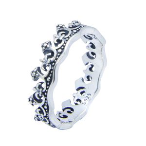 Free Shipping Size 6-10 Lady Girls 925 Sterling Silver Ring Jewelry Newest S925 Punk Style Cycle Crown Ring