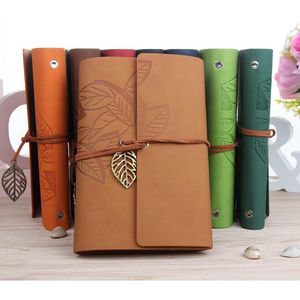 Creative Notepads Classical Travel Diary With Leaf Souvenir Loose Sheet Portable Notebook Vintage books best Gift For Student