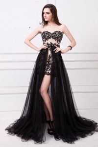 a-lineプロムドレスファッションレースパーティープロムドレスブラックイブニングドレス