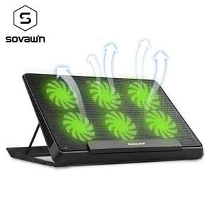 6 LED-Lüfter-Kühlpad, Aluminium-Laptop-Kühler-Pad-Ständer für 17 15,6 Zoll USB-Kühler, Notebook-Basishalter, einstellbare Geschwindigkeit