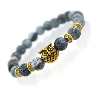 Natursten Svart Tourmaline Pärlor Bead Armband Armband Bangle för Charms Men Kvinnor Stretch Yoga Lava Sten Beaded Smycken