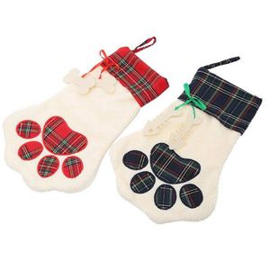 2018 Ny Hot Selling Sherpa Paw Stocking Hund och Cat Paw Stocking 2 Färger Stock Christmas Gift Väskor Dekoration
