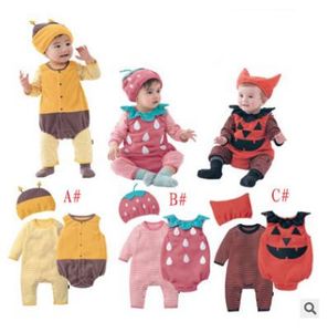 Heißes Halloween-Baby-Kostüm, Kürbis-Erdbeer-Biene, Kleidungsset, 3-teilig, Hut + Strampler + Body, Kleinkind-Jungen-Mädchen-Kleidung