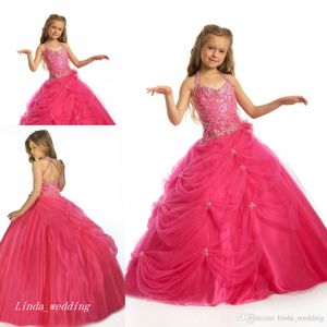 New Arrival Cute Red Girls Pageant Dress Princess Ball Gown Party Cupcake Prom Dress For Short Girl Pretty Dress For Little Kid