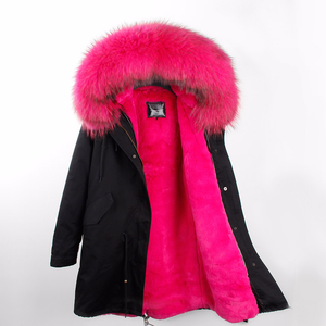 Neue Lange Parka Winter Jacke Frauen Mantel Natürliche Echt Waschbären Pelz Kragen Kapuze Abnehmbare Oberbekleidung Marke Parkas Streetwear Dicke