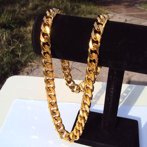 Cuban Curb Chain 22K 23K 24K THAI BAHT GIALLO FINE SOLID GOLD GP COLLANA 24 