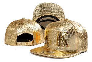 Bronze Caps großhandel-Leder Hysteresenkappe Hüte letzte Könige voll Lederkappen Mode Gold LK Logo Kappe Bronze Farbe Cayler Söhne LK Leder Hüte für Männer Frauen