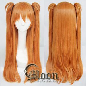 Eva Asuka Soryu Asuka Langley Orange 2 Clip Ponytail Cosplay Wig Włosy Peruki