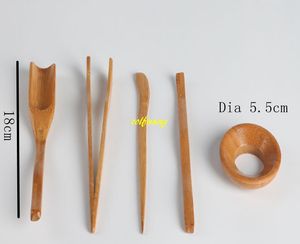 100sets/lot Free shipping 5pcs/set Natural Bamboo Tea Spoon clip leak Tea needle teaspoon Kung Fu Tea Set