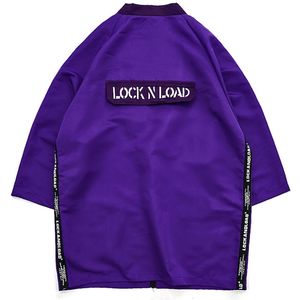 Męskie kurtki Kurtki Aelfric List Drukuj Jesień Mężczyźni Kimono Streetwear Patch Design Casual Jacket Male Harajuku Kardeniowe płaszcze KJ52