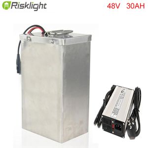 Vattentät DIY 48V 30AH 18650 litiumjonbatteri 48v 2000W elektrisk cykelbatteri med laddare BMS