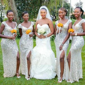 Bling Bling Nedime Elbiseler V Boyun Boncuk Payetli Uzun Nedime Abiye Düğün Konuk Elbiseler Örgün Hizmetçi Onur Düğün Parti