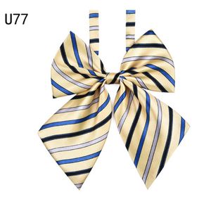 Zebery Bow Tie Women High School Girl Student Cosplay Uniform Formal Suit Accessories Cravat Butterfly Knot Striped Blue P0.20