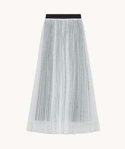 2018 France Polka Dot Print Tulle Skirt Mid-Calf Length Women Ma Skirts Fall Autumn N19