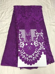 5ヤード/ PCお探しの紫色の花のデザインフランスのガップレレースの刺繍アフリカの水溶性レース生地のドレスQW30-20