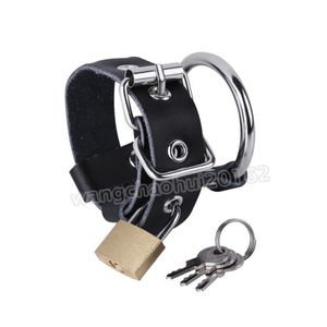 Chastity Devices Men Male Adjustable Leather Buckling Penis Chastity Harness Belt Strap with Lock T#76