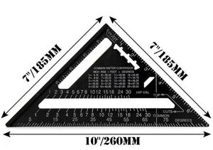 Triangle Ruler Measuring Tool Black Aluminum Alloy Square Layout Guide Construction Carpenter Woodworking 7inch/185mm GGA684 50PCS