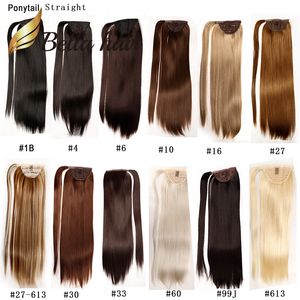 Bella Hair Remy Synthetic Handmade Ponytail Hair Extensions reto 20 polegadas cor#1b#4#6#8#10#16#27#30#33#60#613#99J#27/613 Julienchina
