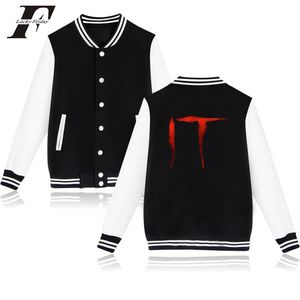 2018 Stephen King's It Horror Movie Baseball Jackets bomber jacket Men women Sweatshirts Button Winter jacket Coat